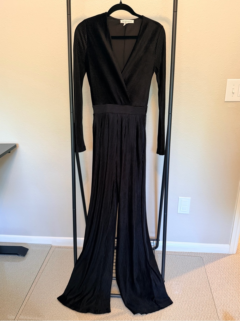 BCBGeneration Black Ribbed Jumpsuit Size XS